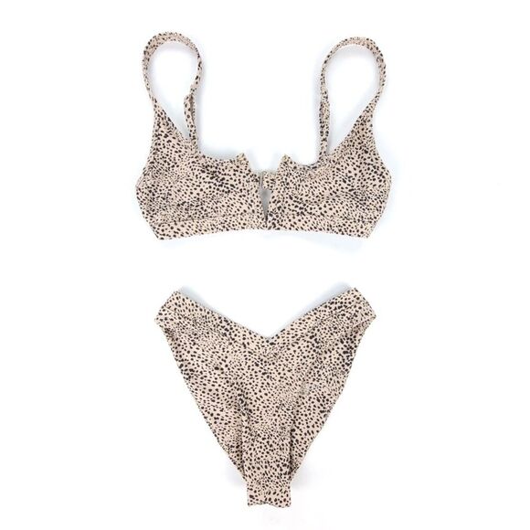 NEW OneOne Swimwear Jenna Top Jesse Bottom Cheetah Print Matching Bikini Set Tan - Picture 10 of 10